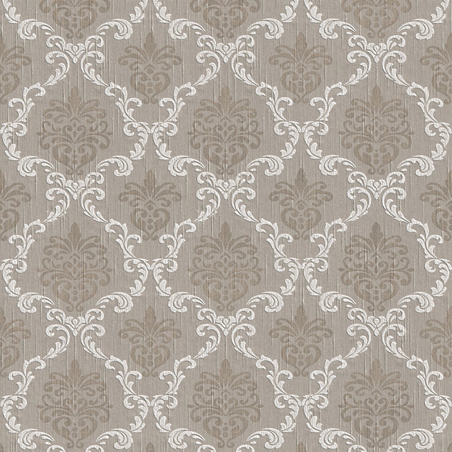 Bricoflor Wohnzimmer Tapete Beige Grau Barock Vliestapete mit Textil Ornament für Esszimmer Elegante Vlies Textiltapete mit Barockmuster Englisch von Bricoflor