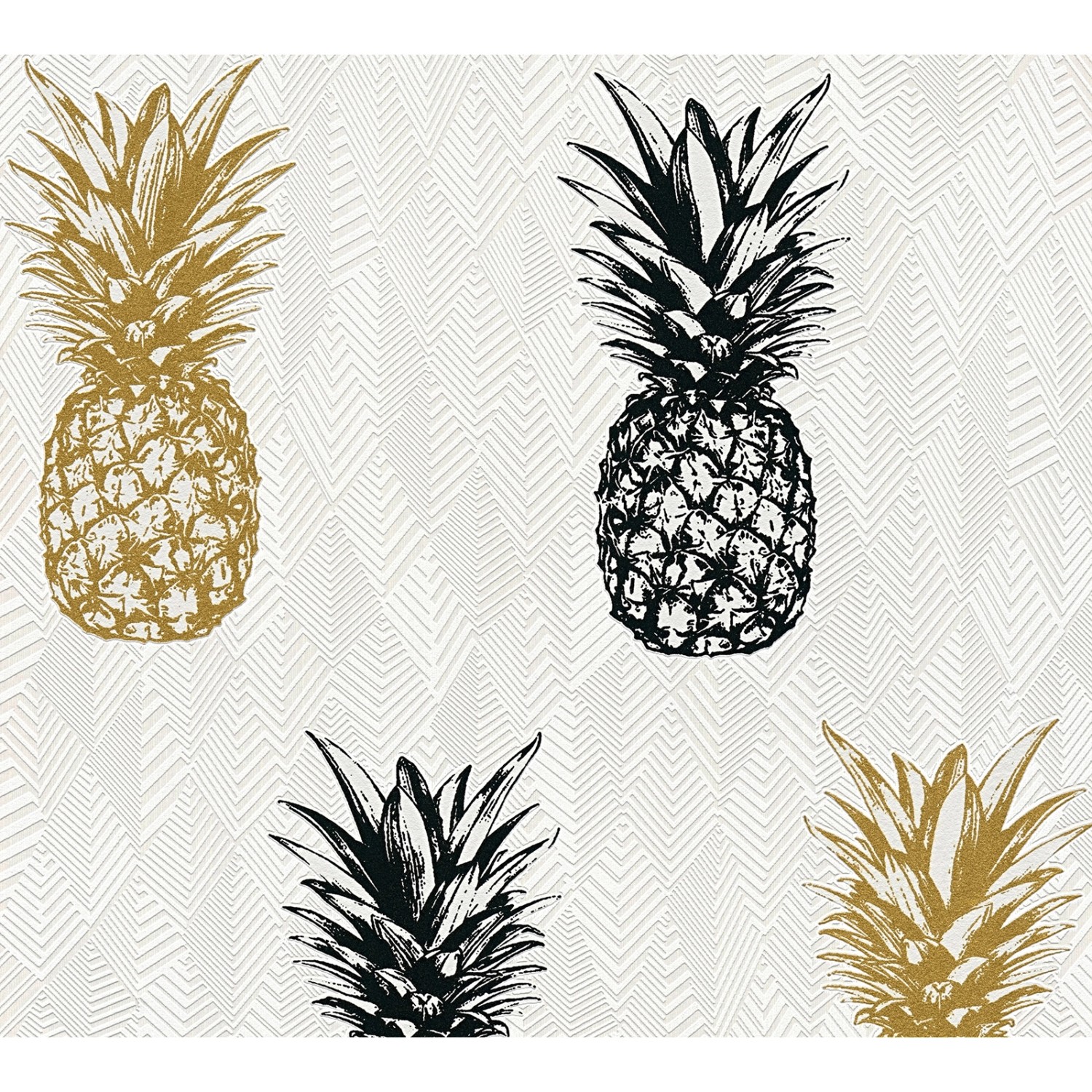 Bricoflor ananas Tapete als Panel Selbstklebende Tapete inSchwarz und Gold für Jugendzimmer und Küche Exotische Vliestapete mit Rautenmuster von Bricoflor