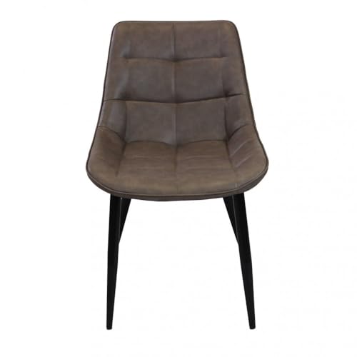 Briconess.com Großer Esszimmerstuhl für den Innenbereich mit Metallrahmen und weichem Sitz mit Kunstlederbezug No Arm - Braun von Briconess.com