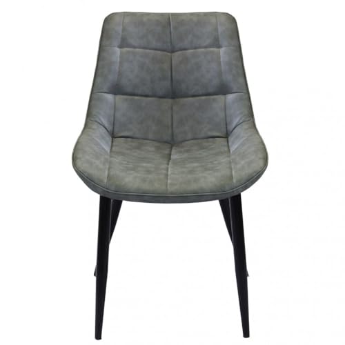 Briconess.com Großer Esszimmerstuhl für den Innenbereich mit Metallrahmen und weichem Sitz mit Kunstlederbezug No Arm - Grau von Briconess.com