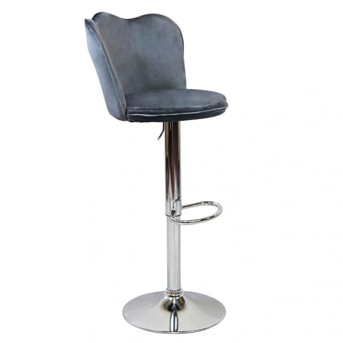 Briconess.com Hocker für den Innenbereich, höhenverstellbar, mit Gestell aus Metall und Sitzfläche aus Samt Dream – Grau von Briconess.com