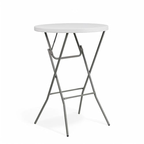Briconess.com Klappbarer Bartisch mit Gestell aus weißem Aluminium, Durchmesser 80 x Höhe 110 cm von Briconess.com