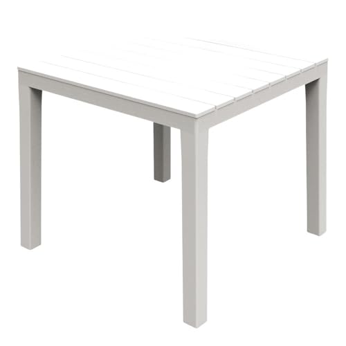 Briconess.com Quadratischer Gartentisch aus Polypropylen, Anthrazit und Weiß, Weiß von Briconess.com