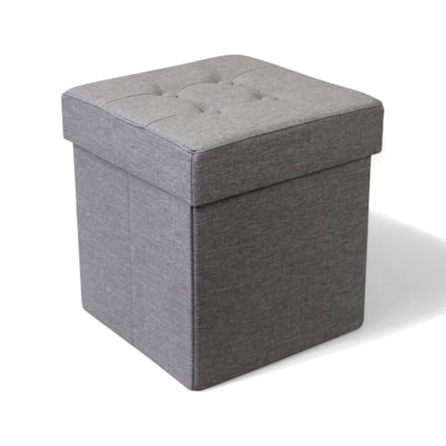 Briconess.com Quadratischer Sitzhocker aus grauem Stoff, 38 x 38 x 40 cm von Briconess.com