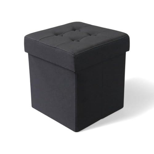 Briconess.com Quadratischer Sitzhocker aus schwarzem Stoff, 38 x 38 x 40 cm von Briconess.com