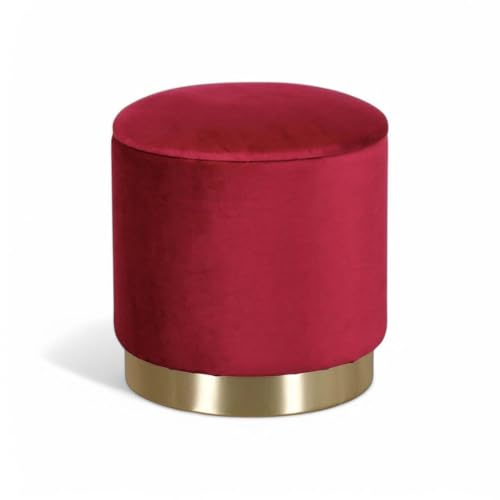 Briconess.com Runder Sitzhocker aus rotem Samt, elegant und geräumig, Durchmesser 37 x Höhe 40 cm von Briconess.com