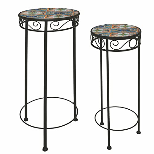 Briconess.com Set mit 2 stapelbaren Blumentöpfen aus Eisen und Beton mit Mosaikdekor Korsika Briconess.com Set mit 2 stapelbaren Blumentöpfen aus Eisen und Beton mit Mosaikdekor Korsika von Briconess.com