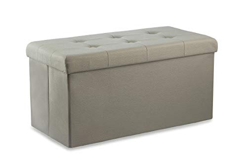 Briconess.com Truhe Aufbewahrungsbox 76 x 37,5 x Höhe 38 cm für den Innenraum mit Struktur aus MDF und Bezug aus Kunstleder Skin Box - Tan von Briconess.com
