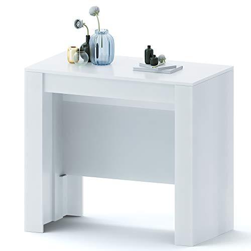 Multifunktionaler ausziehbarer Konsolentisch, glänzend weiße Farbe, Maße 90 x 78 x 51 cm Multifunktionaler ausziehbarer Konsolentisch, glänzend weiße Farbe, Maße 90 x 78 x 51 cm von Bricozone