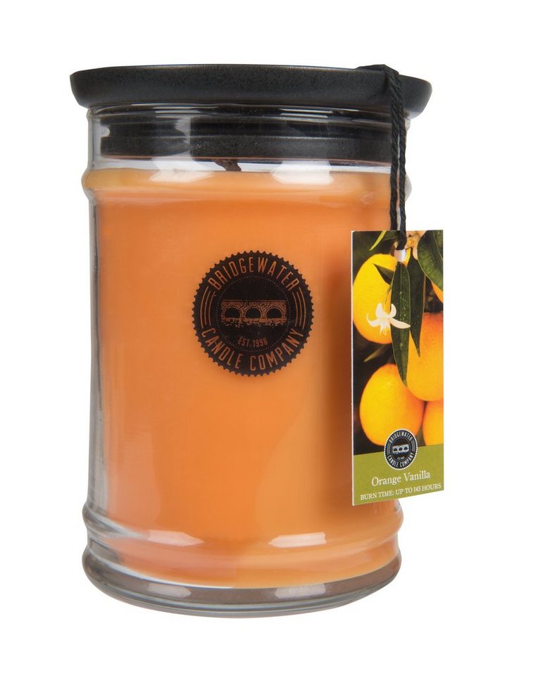 Bridgewater Candle Company Duftkerze - Duftkerze im Glas - Orange Vanilla groß - 524g/145 Std. Brenndauer (Raumduft, Soja-Wachs Mischung mit Baumwolldocht), eleganter Raumduft mit einer Duftnote aus frischer orange und Vanille von Bridgewater Candle Company