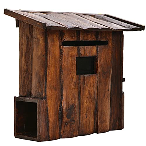 Briefkästen Holzbriefkasten Im Freien Rustikaler Wandbriefkasten Wetterfester Geeignet Für Gartenhauseingangsdekoration (Color : Brown, Size : 38×17×35cm) von PetterShop