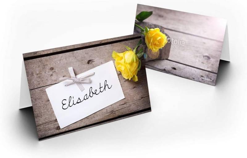 Briefumschläge24Plus Papierdekoration Papierdekoration Platzkarte Rose Gelb 50 Stück, Papier UV-Lack glänzend von Briefumschläge24Plus
