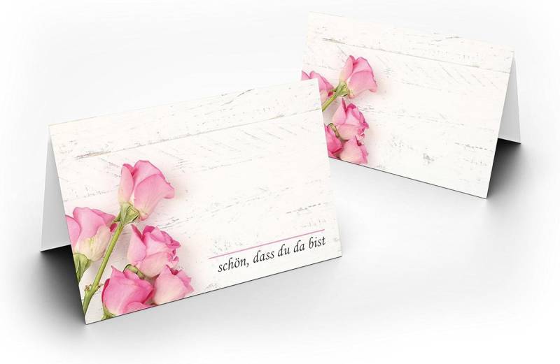Briefumschläge24Plus Papierdekoration Papierdekoration Platzkarte Rosen Rosa 50 Stück, Papier UV-Lack glänzend von Briefumschläge24Plus