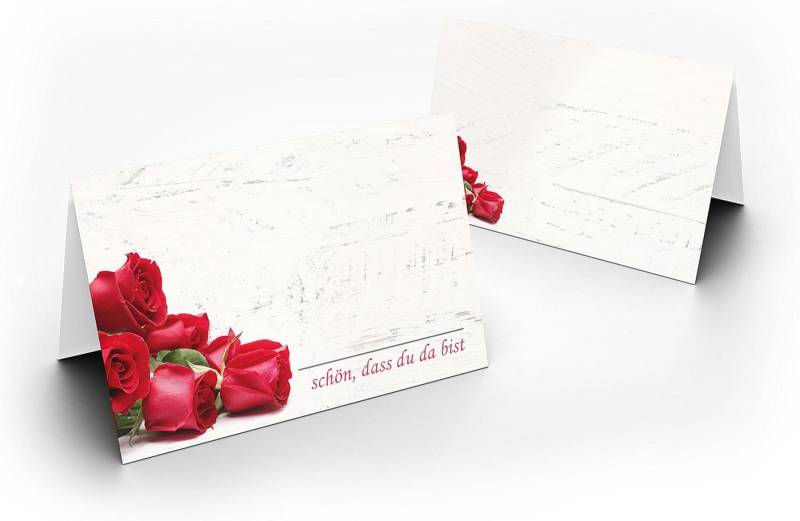 Briefumschläge24Plus Papierdekoration Papierdekoration Platzkarte Rosen Rot 50 Stück, Papier UV-Lack glänzend von Briefumschläge24Plus