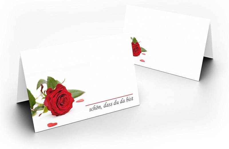 Briefumschläge24Plus Papierdekoration Papierdekoration Platzkarte Rote Rose mit Herz 50 Stück, Papier UV-Lack glänzend von Briefumschläge24Plus