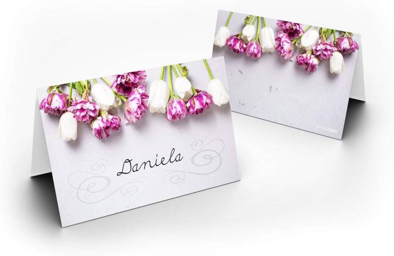 Briefumschläge24Plus Papierdekoration Papierdekoration Platzkarte Tulpen 50 Stück, Papier UV-Lack glänzend von Briefumschläge24Plus