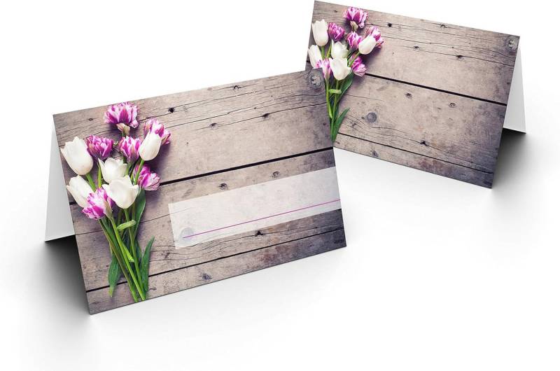 Briefumschläge24Plus Papierdekoration Papierdekoration Platzkarte Tulpenstrauß 50 Stück, Papier UV-Lack glänzend von Briefumschläge24Plus