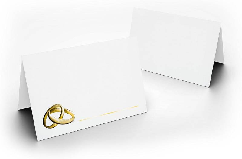 Briefumschläge24Plus Papierdekoration Papierdekoration Platzkarte Weiß mit gold Ringe 50 Stück, Weiß mit gold Ringe UV-Lack glänzend von Briefumschläge24Plus
