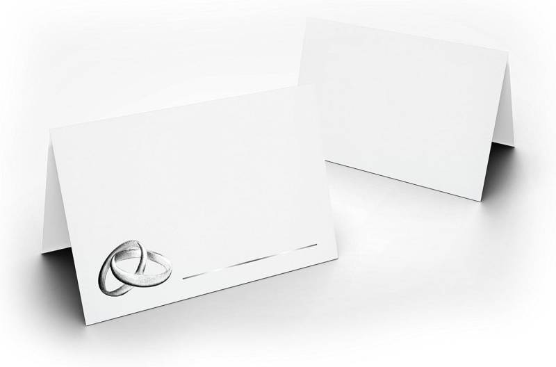 Briefumschläge24Plus Papierdekoration Papierdekoration Platzkarte Weiß mit silber Ringe 50 Stück, Weiß mit silber Ringe UV-Lack glänzend von Briefumschläge24Plus