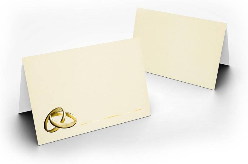Briefumschläge24Plus Papierdekoration Papierdekoration Platzkarte Zart Creme mit Gold Ringe 50 Stück, Zart Creme mit Gold Ringe UV-Lack glänzend von Briefumschläge24Plus