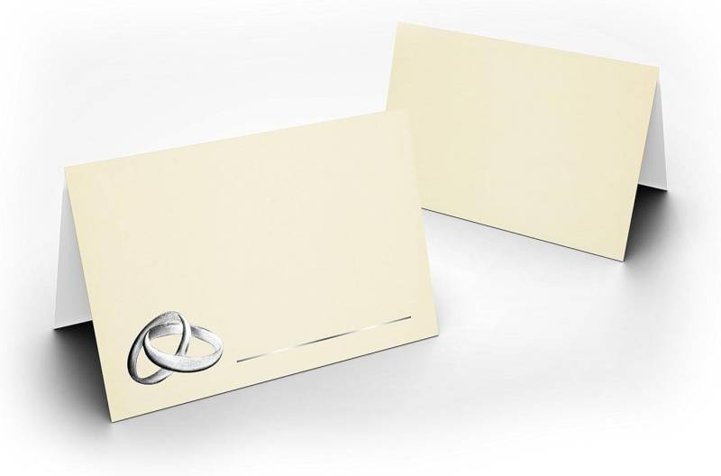 Briefumschläge24Plus Papierdekoration Papierdekoration Platzkarte Zart Creme mit Silber Ringe 50 Stück, Silber Ringe UV-Lack glänzend von Briefumschläge24Plus