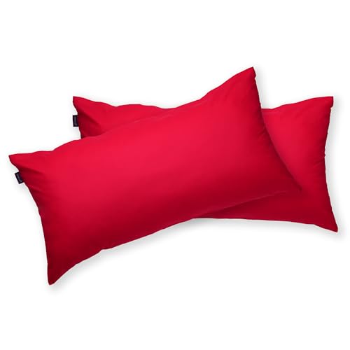 BRIELLE 2er Set 100% Baumwolle Kissenbezug 40 x 80 cm, Rot - Renforcé, Kopfkissenbezug mit verdecktem Reißverschluss Kissenbezüge von Brielle