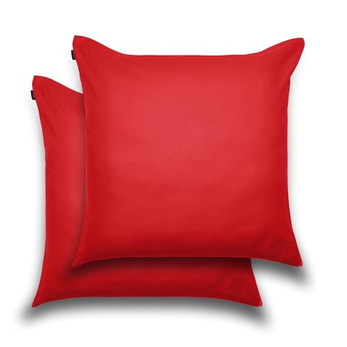 BRIELLE Kissenbezüge aus 100% Baumwolle 80 x 80 cm, Rot - 2er Set - Biber Baumwoll-Kissenbezüge mit verdecktem Reißverschluss, superweich und pflegeleicht BRIELLE Kissenbezüge aus 100% Baumwolle 80 x 80 cm, Rot - 2er Set - Biber Baumwoll-Kissenbezüge mit verdecktem Reißverschluss, superweich und pflegeleicht von Brielle
