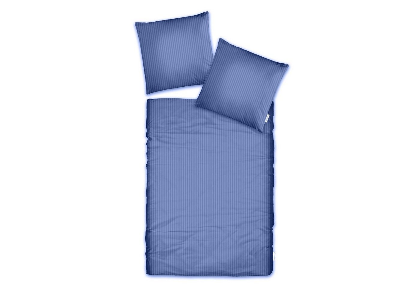 Bettwäsche Casabel Bettwäsche-Set aus Mako-Satin - Streifig - Jeansblau, Brielle, 2 teilig, Mit Reißverschluss, 100% Baumwolle von Brielle