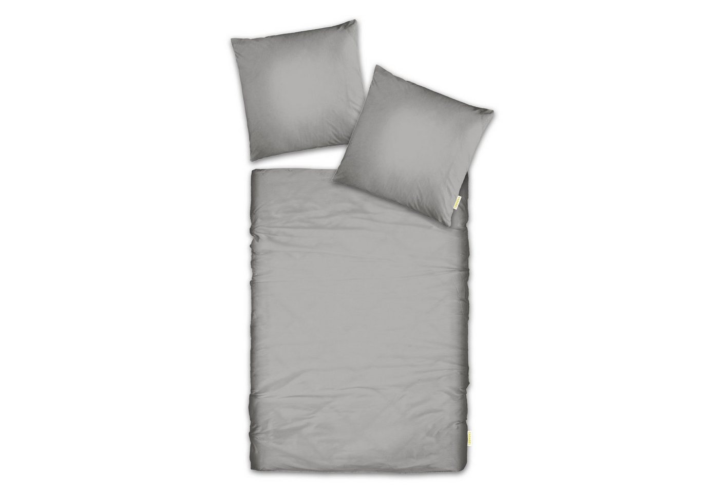 Bettwäsche Casabel Bettwäsche-Set aus Mako-Satin - Unifarben - Silber-Grau, Brielle, 2 teilig, Mit Reißverschluss, 100% Baumwolle von Brielle