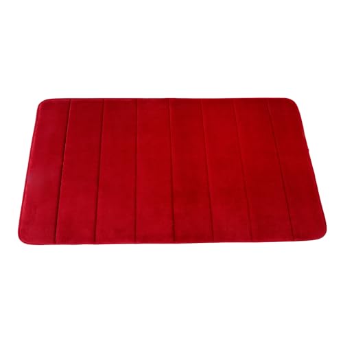 Brielle Memory Foam Badezimmer Badteppich Saugfähige Rutschfester Badvorleger Waschbar Badematte – 40x60 cm, Rot von Brielle