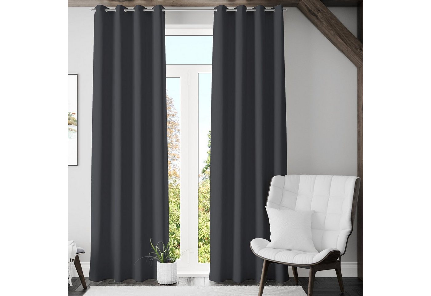 Brielle Verdunkelungsvorhang Brielle Premium Verdunkelungsvorhänge mit Ösen, verdunkelnd (2er Set), Bereit Vorhang mit 4 cm Ösen von Brielle