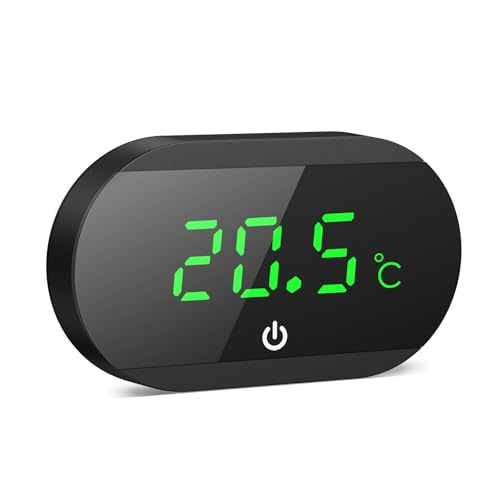 Aquarium Thermometer, Mini Aquarium Thermometer Digital, LED-Anzeige mit ℃/℉Schalter, Hochpräzisions-Temperatursensor, Kabelloses Wasser Thermometer für Süßwasser Meeresaquarien - Schwarz von Brifit