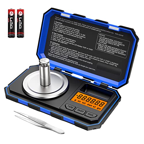 Brifit Feinwaage, 50g /0.001g Digitalwaage Taschenwaage, Schmuckwaage, Goldwaage, Präzisionswaage Milligrammwage Mit 50g Kalibriergewicht und Pinzette, Tara & Auto Off Funtion, 6 Einheiten(Blau) von Brifit