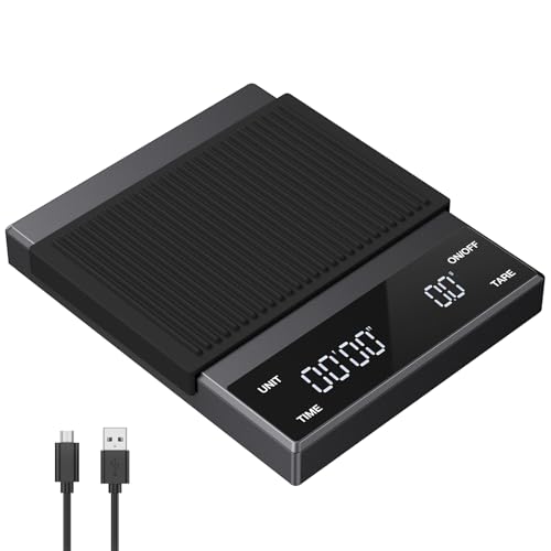 Brifit Kaffeewaage mit Timer, Espresso Waage, USB Wiederaufladbare Küchenwaage 3KG/0.1G, Feinwaage mit LED-Anzeige, Tara Funktion, Auto Aus Funtion Brifit Kaffeewaage mit Timer, Espresso Waage, USB Wiederaufladbare Küchenwaage 3KG/0.1G, Feinwaage mit LED-Anzeige, Tara Funktion, Auto Aus Funtion von Brifit