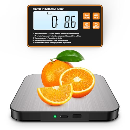 [Neu] Brifit Digitale Küchenwaage 15kg/1g mit Abnehmbarem Display – Wiederaufladbare Küchenwaage mit USB-C, Edelstahl Oberfläche, Grammwaage für Lebensmittel, Backen, Kochen, Brief, Feinwaage Küche von Brifit