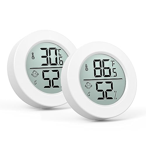 Brifit Mini Digital Thermometer Hygrometer innen, 2 Stück Digital Thermometer Innen, Raumthermometer Luftfeuchtigkeitsmesser, Zimmerthermometer für Innenraum Babyraum Gewächshaus Büro von Brifit