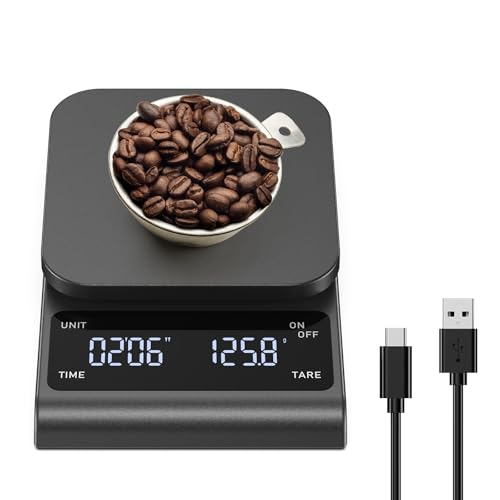 Brifit Professionelle Kaffeewaage mit Timer | 3kg/0.1g Präzisionswaage | USB-C & Batteriebetrieb | Hitzebeständige Espresso-Waage mit LED-Display für Barista & Küche Brifit Professionelle Kaffeewaage mit Timer | 3kg/0.1g Präzisionswaage | USB-C & Batteriebetrieb | Hitzebeständige Espresso-Waage mit LED-Display für Barista & Küche von Brifit