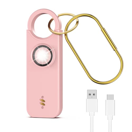 Brifit Schrillalarm für Frauen, Selbstverteidigung Taschenalarm 135dB Sirene, USB Aufladbar Persönlicher Alarm mit Stroboskop LED Blitzlicht-Signal, Extra Fenster-Türalarm für Home Security (Rosa) von Brifit