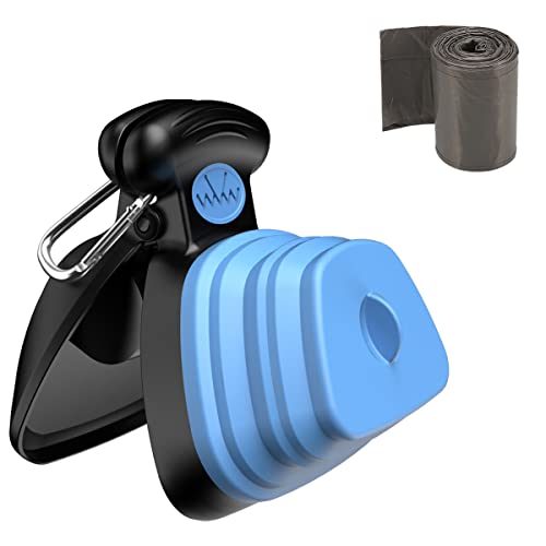Brifit Tragbare Hundekotgreifer, Haustier Pooper Scooper, Hundekotschaufel für Kleine Hunde, Faltbarer Hundekotgreifer mit Abfallbeutel Spender, Hundekot aufsammler für Hunde und Katzen (Schwarz Blau) von Brifit