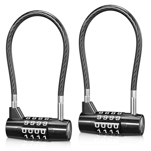 Brifit 2er-Pack Zahlenschloss Vorhängeschloss, Schloss mit Zahlencode 4 stellig, Stahldraht durchmesser 5mm, Länge 175mm, Kabelschloss für Schließfächer Aktenschränke Kleiderschränke von Brifit