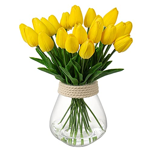 20 Stück Künstliche Blumen Unechte Blumen Tulpe Gefälschte Blume Tulpe Blumenstrauß Latex Blumen Seide Tulpe Real-Touch für Home Party Hochzeitsstrauß Garten Dekoration von Briful