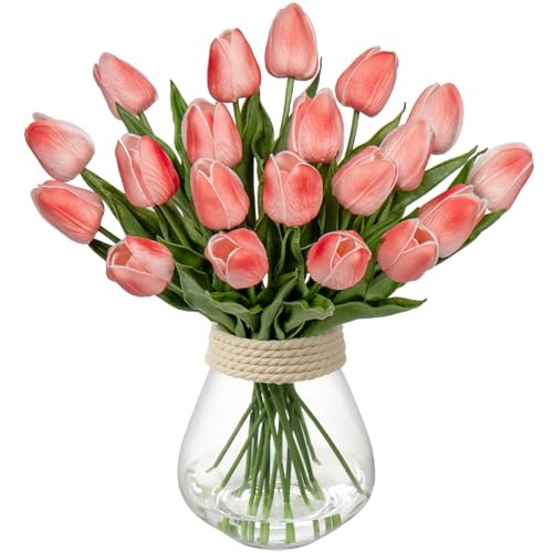 20 Stück Tulpen Künstlich Kunstblume Real-Touch Latex Tulpe Blumen Deko Kunstpflanze Länge 34cm für Home Room Hochzeitsstrauß Party Blumengesteck von Briful