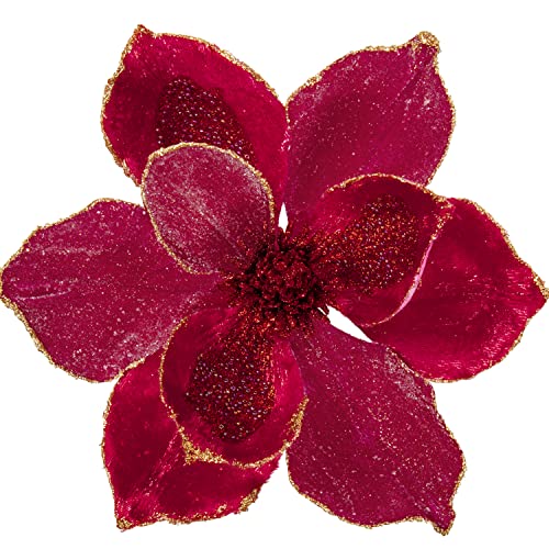 Briful 3 Stücke Weihnachtsstern Christbaumschmuck Magnolie Kunstblumen mit Glitzern Poinsettia Kunstzweig Weihnachtliche Dekoration Weihnachtsbaum Neujahr Ornamente von Briful