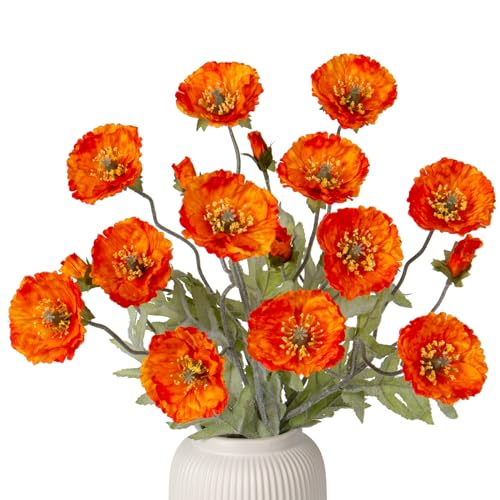 3er Set Künstliche Mohnblume Kunstblumen Wie Echt Dekoblumen Kunstzweige für Blumengesteck Party Home Décor Höhe 70cm, Blüte Ø 7cm von Briful