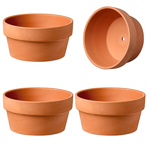 4 Stück Blumentöpfe Terrakotta Topf 14 x 7.1 cm Tontöpfe mit Abflussloch Sukkulenten Töpfe Kräutertopf ideal für Pflanzen Basteln Hochzeitsgeschenk von Briful