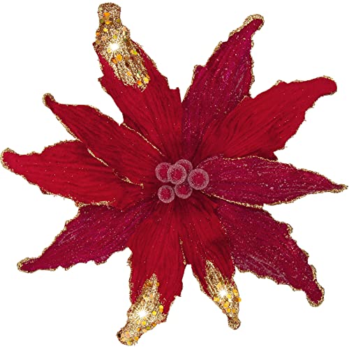 Briful 4 Stücke Weihnachtsstern Christbaumschmuck Kunstblumen Weihnachtsblumen Glitter Poinsettia Kunstzweig Weihnachtliche Dekoration Weihnachtsbaum Neujahr Ornamente von Briful