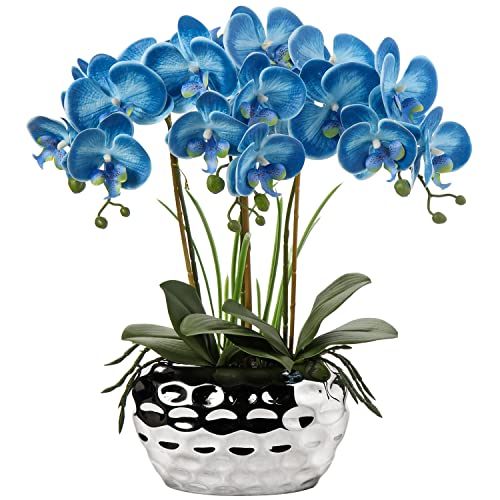 44CM Künstliche Orchideen Phalaenopsis Kunstblumen wie Echt Dekorative Orchidee Bonsai Kunstpflanze Arrangement im Keramiktopf für Tisch Wohnzimmer Wohnkultur Dekoration von Briful