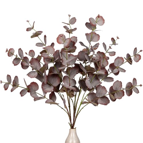 5PCS Kunstzweig Eukalyptus Künstliche Dekozweige, Braun Eukalyptusblätter Herbstdeko für Hochzeit, Tafelaufsatz, Blumenarrangement, Herbst Dekoration von Briful