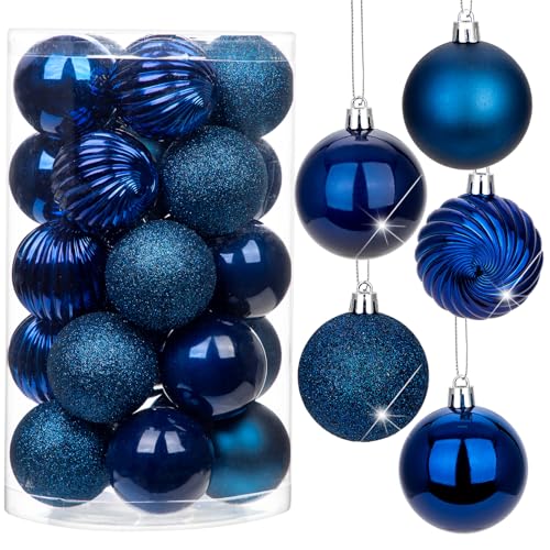 6CM Weihnachtsdeko Weihnachtskugeln, 25 Stücke Bruchsiche Christbaumkugeln Ornamente Weihnachtsbaumschmuck für Weihnachtsbaum Christbaumkugeln Weihnachtsdekoration Kugeln von Briful