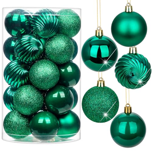 6CM Weihnachtsdeko Weihnachtskugeln, 25 Stücke Bruchsiche Christbaumkugeln Ornamente Weihnachtsbaumschmuck für Weihnachtsbaum Christbaumkugeln Weihnachtsdekoration Kugeln von Briful